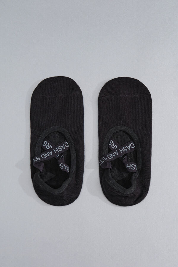 Dash and Stars  Black cotton ballet slipper socks black