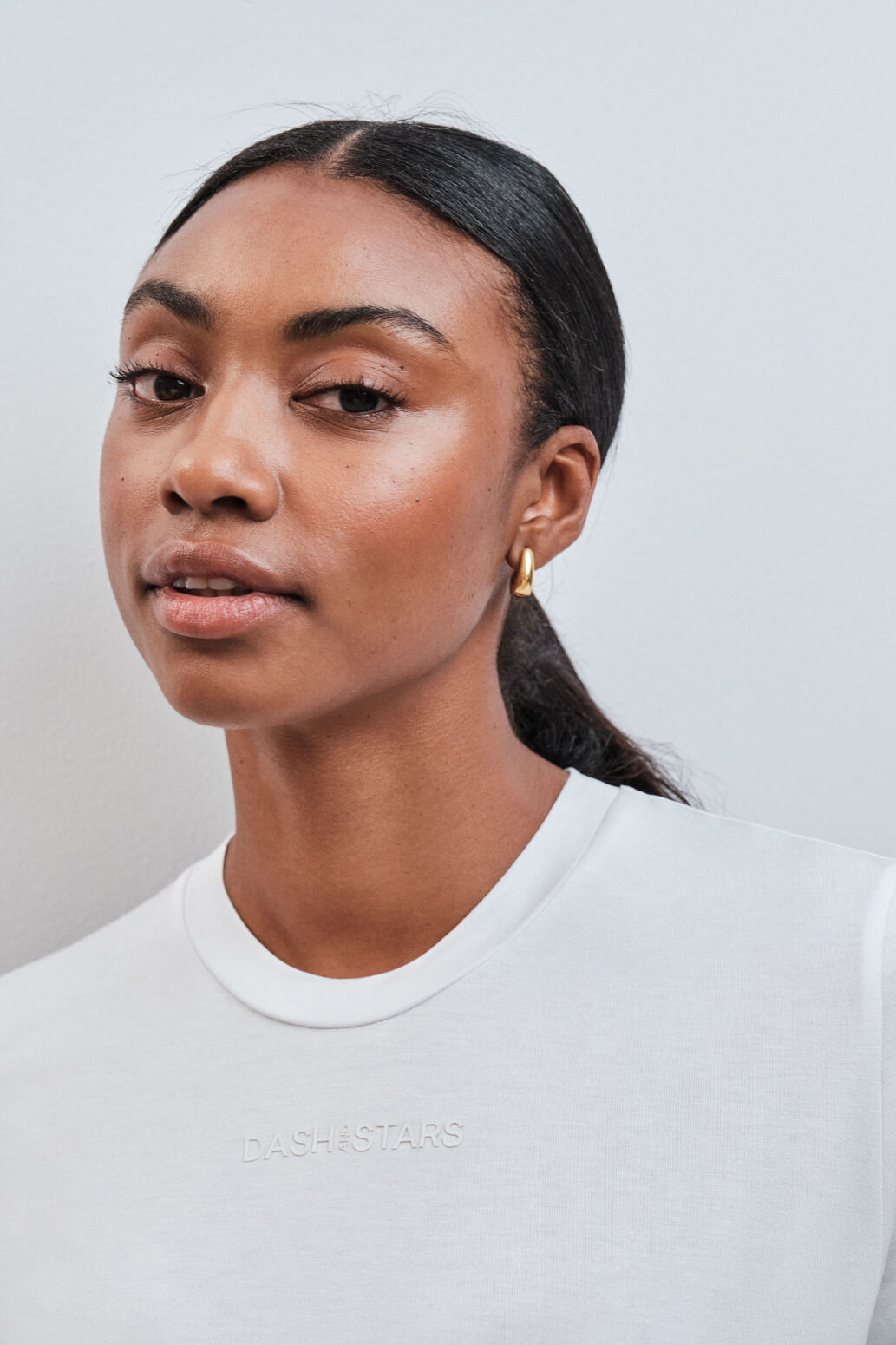 Dash and Stars White fluid short sleeve T-shirt