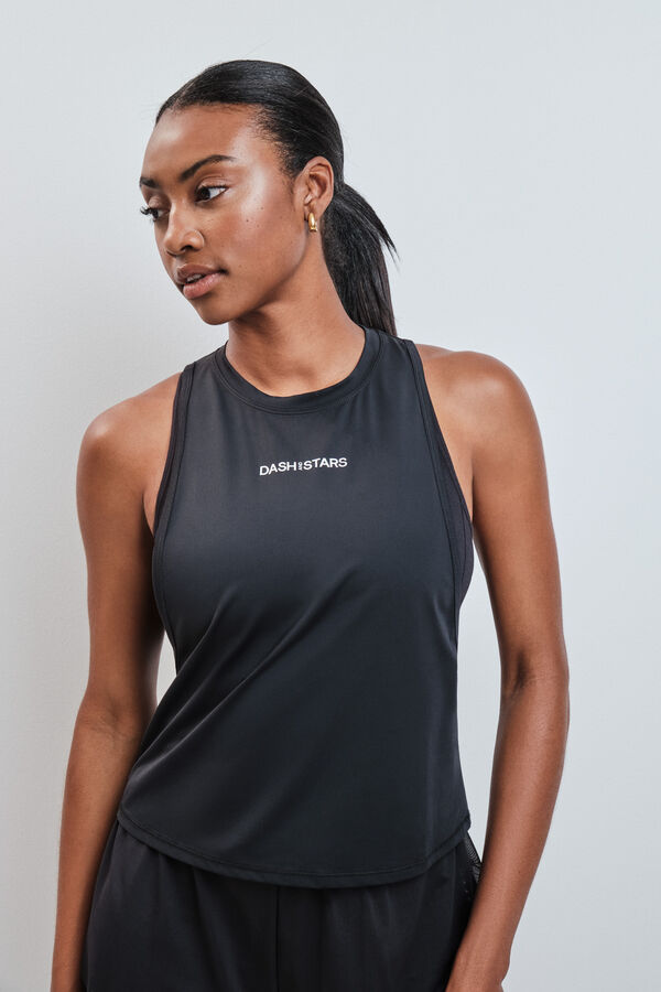 Dash and Stars Black sleeveless technical T-shirt black