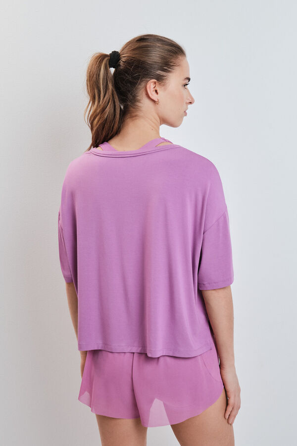 Dash and Stars Camiseta manga corta extra suave rosa rosa