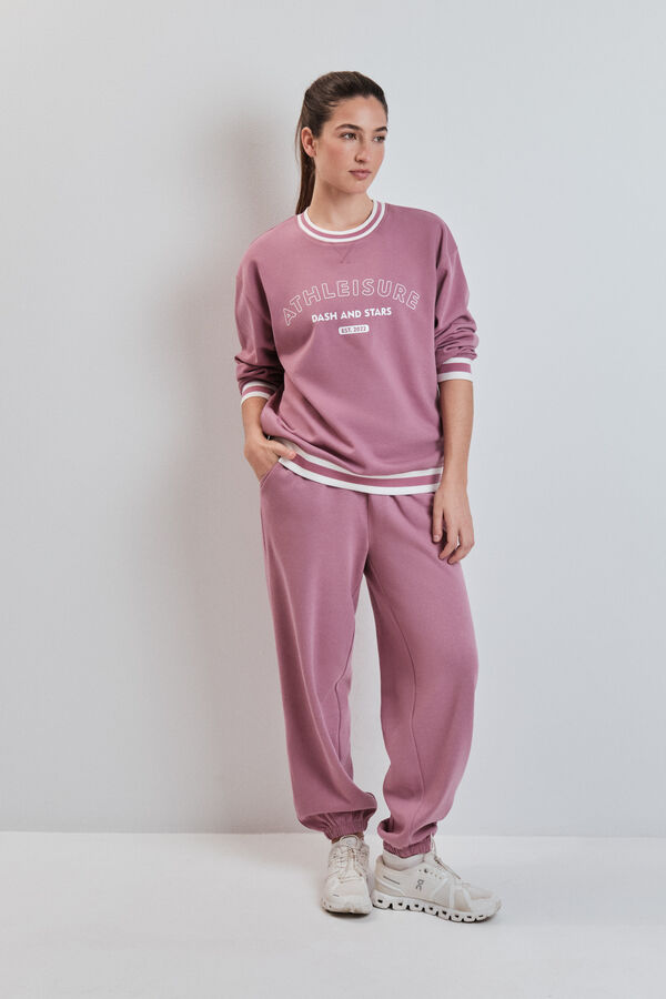 Dash and Stars Sweat-shirt college en molleton rose rose