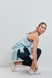 Dash and Stars Plava mikrofiber perforirana majica