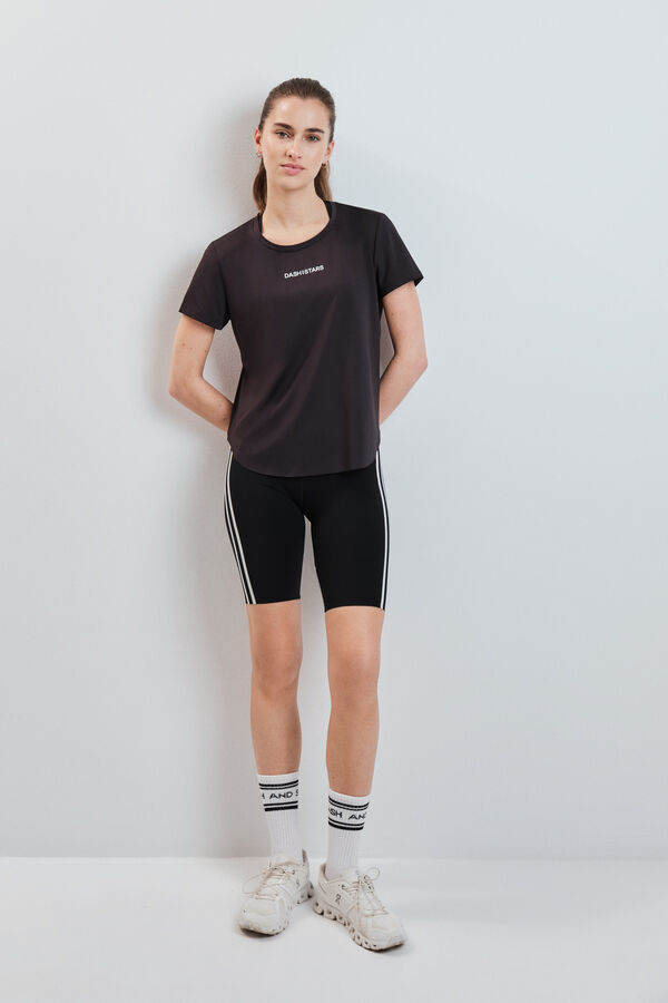 Dash and Stars T-shirt technique &agrave; empi&egrave;cements en mesh noire noir