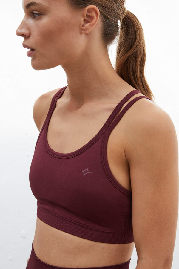 Dash and Stars Maroon Seamless Comfort sports bra top printed