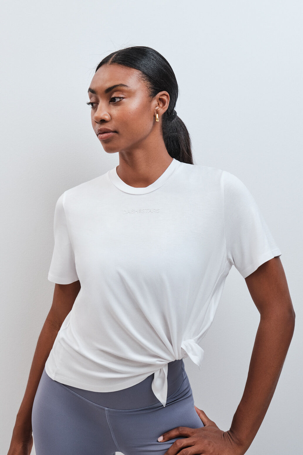 Dash and Stars White fluid short sleeve T-shirt