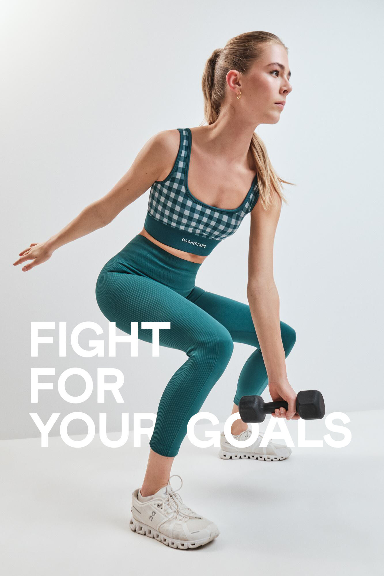 Dash and Stars Blauer SEAMLESS COMFORT Sport-BH mit Vichykaros