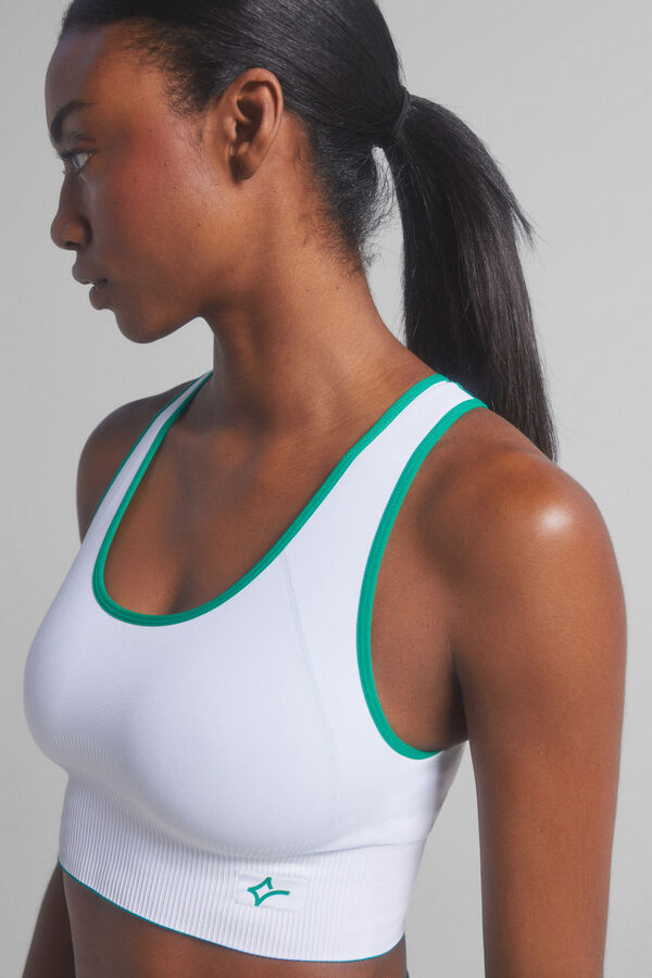 Dash and Stars Seamless reversible sports bra beige