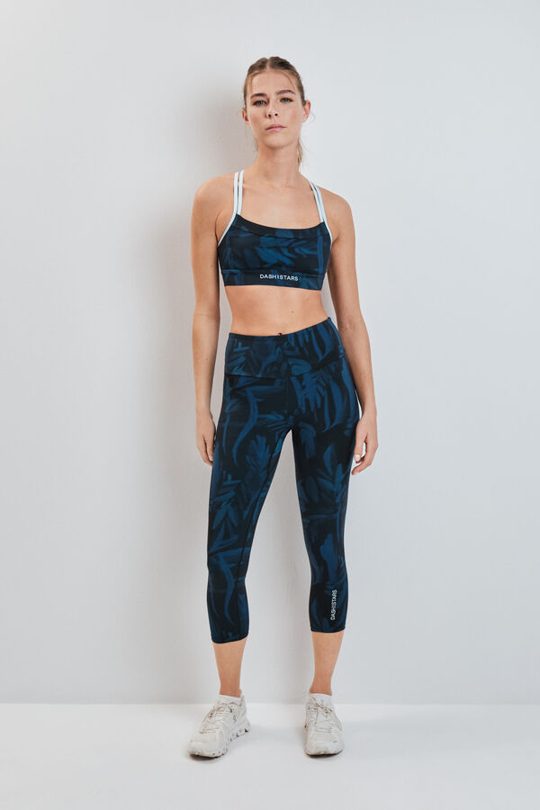 Dash and Stars Green printed cropped leggings 4D STRETCH green