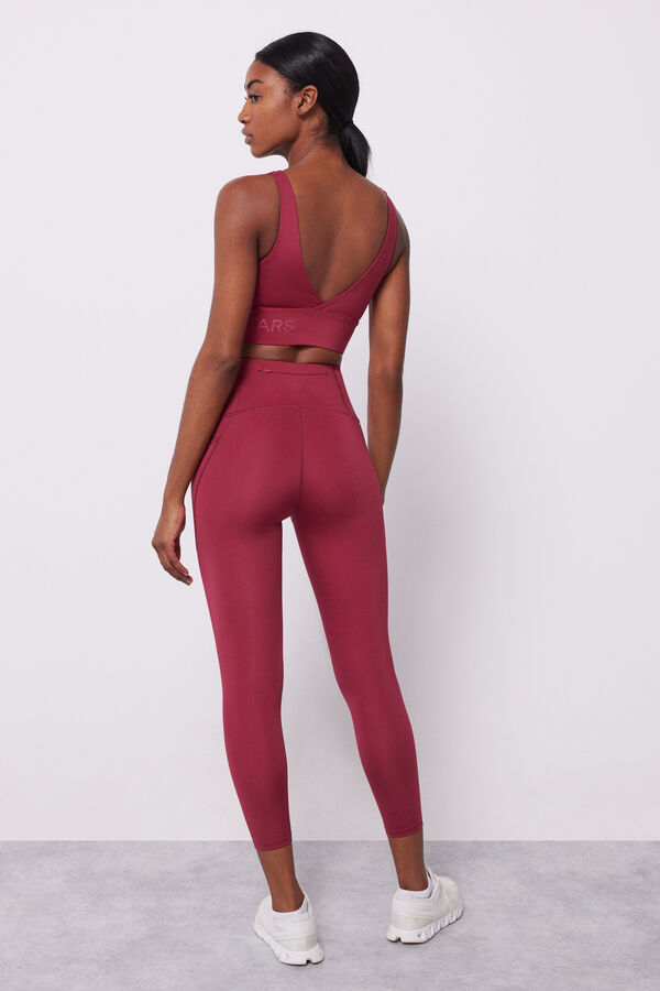 Dash and Stars Raspberry 4D Stretch cropped leggings red