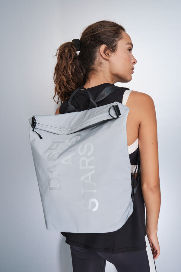Dash and Stars Multiway metallic effect nylon backpack grey