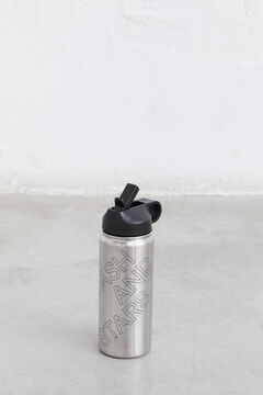 Dash and Stars Silver stainless steel bottle grey