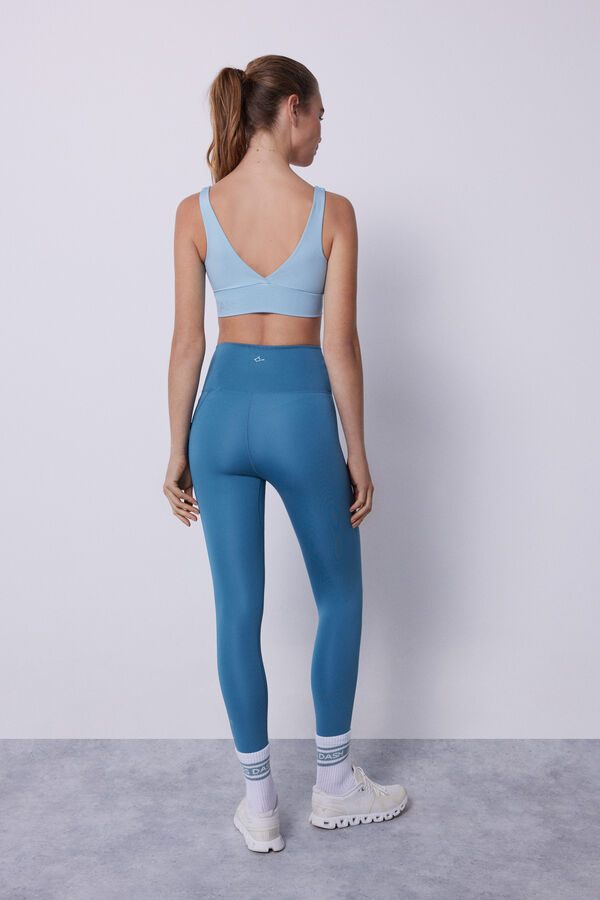 Dash and Stars Blue 4D STRETCH cropped crossover leggings blue