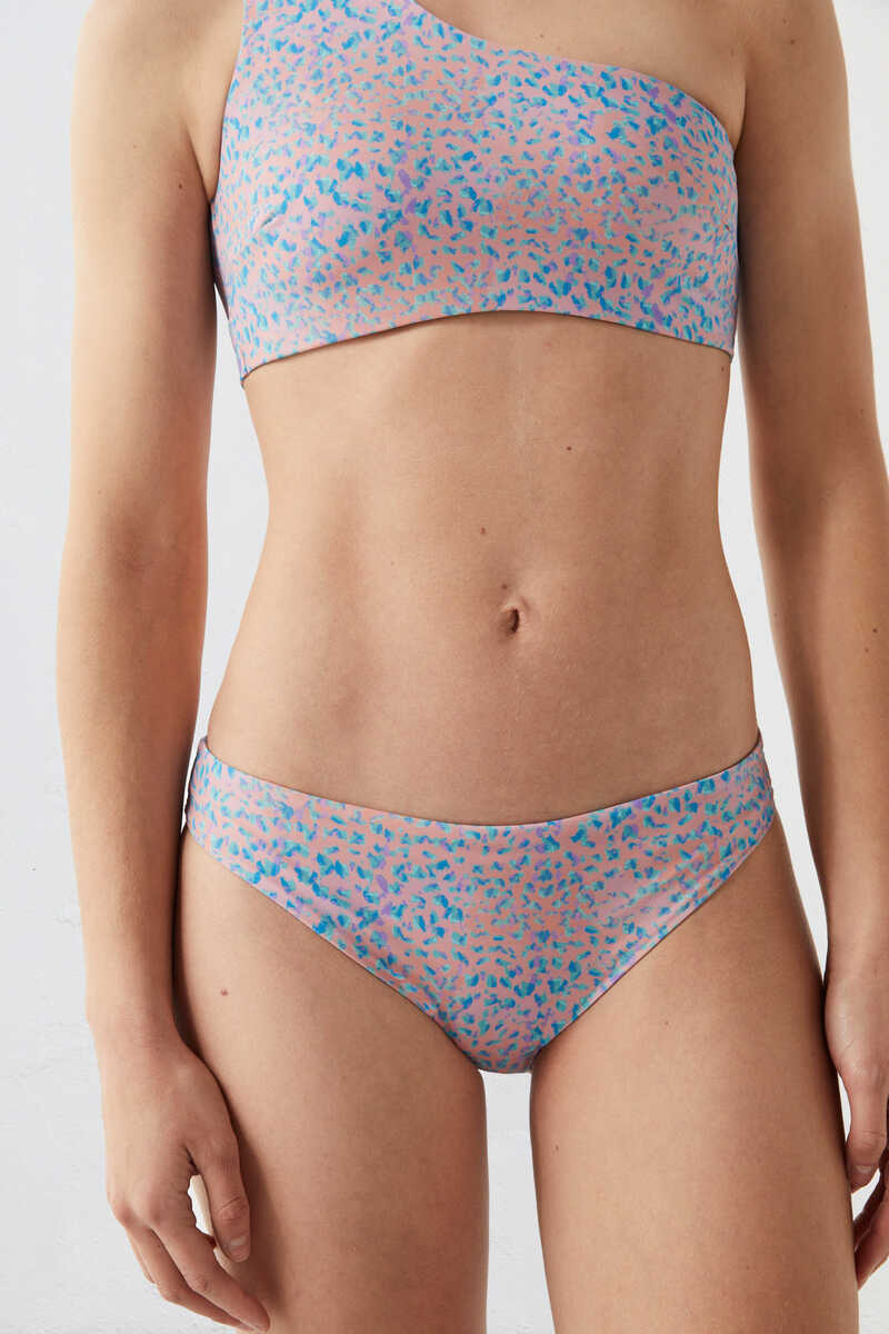 Dash and Stars Printed quick dry classic bikini bottoms pink