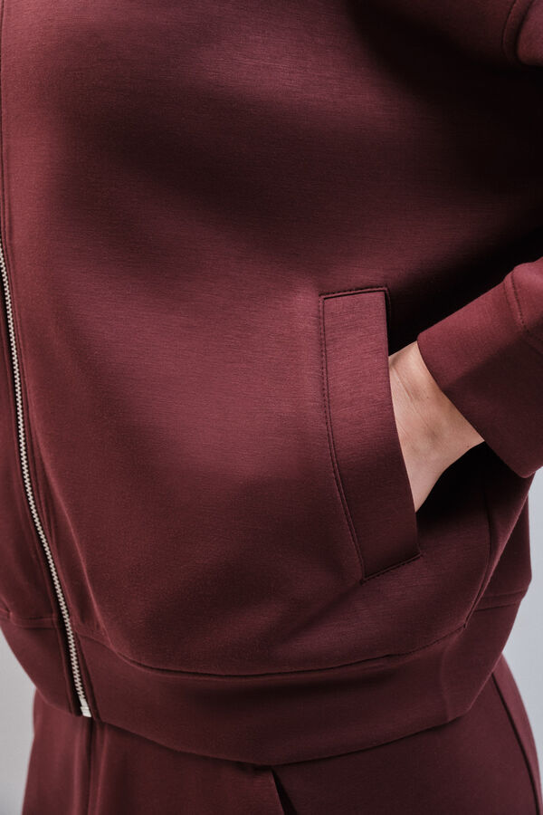 Dash and Stars Burgundy soft touch bomber jacket printed