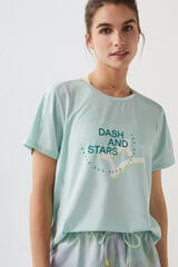 Dash and Stars T-shirt tissu technique logo bleu vert