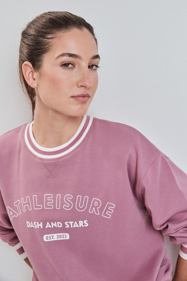 Dash and Stars Sweat-shirt college en molleton rose rose