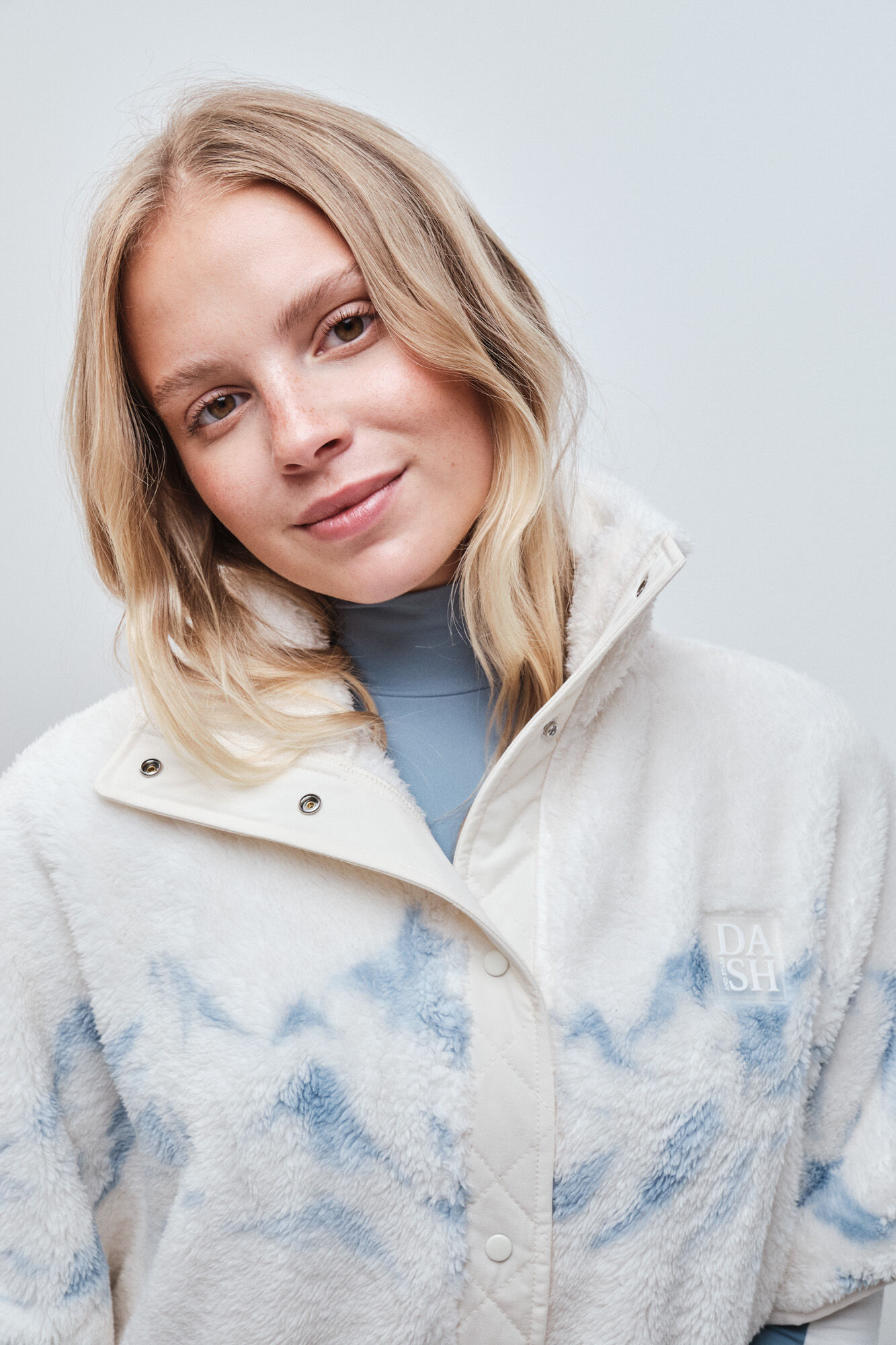 Dash and Stars Printed mountain lined fleece gilet