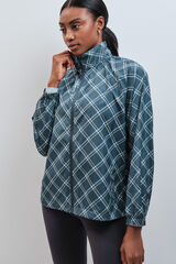 Dash and Stars Plaid bomber windbreaker jacket green