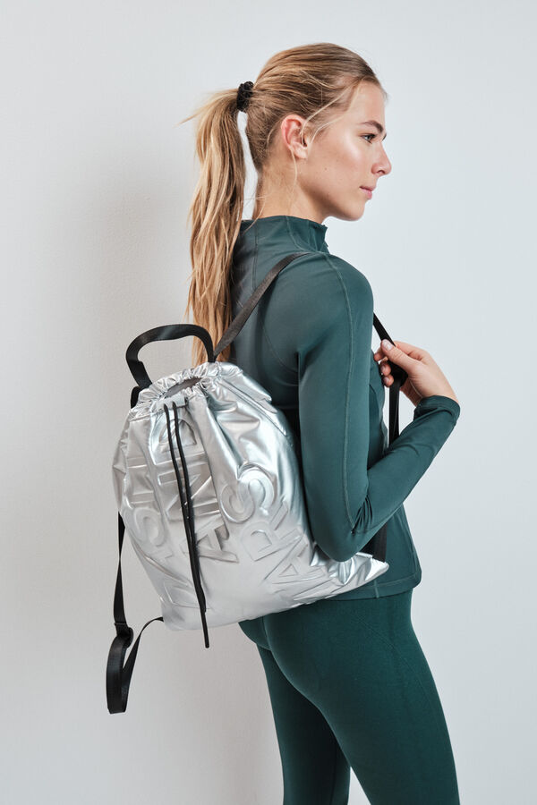 Dash and Stars Metallic puffer backpack grey