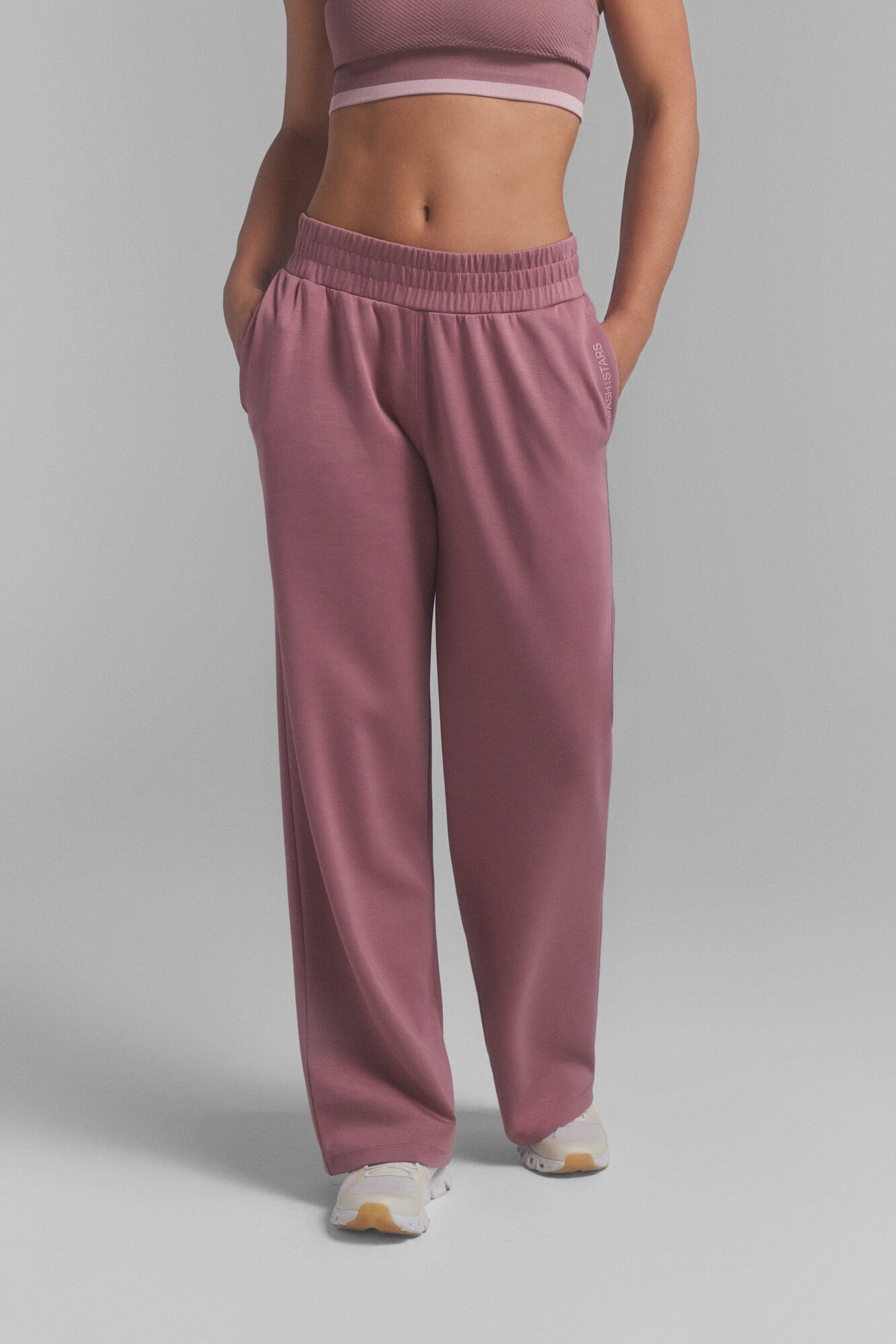 Dash and Stars Soft pink jogger pants.