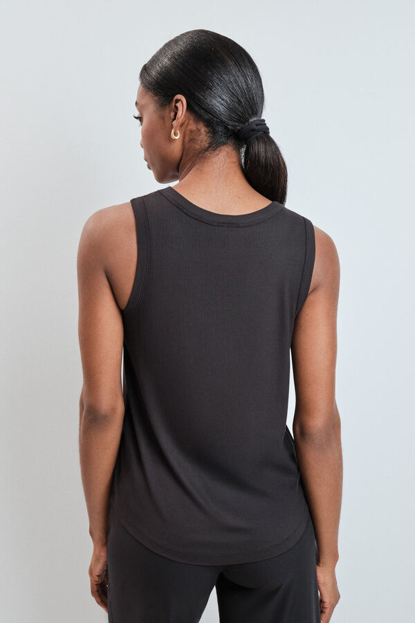 Dash and Stars Black ribbed vest top black