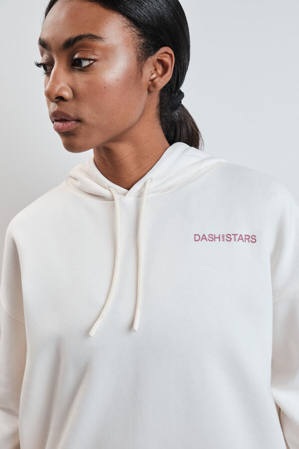 Dash and Stars White cotton fleece sweatshirt beige