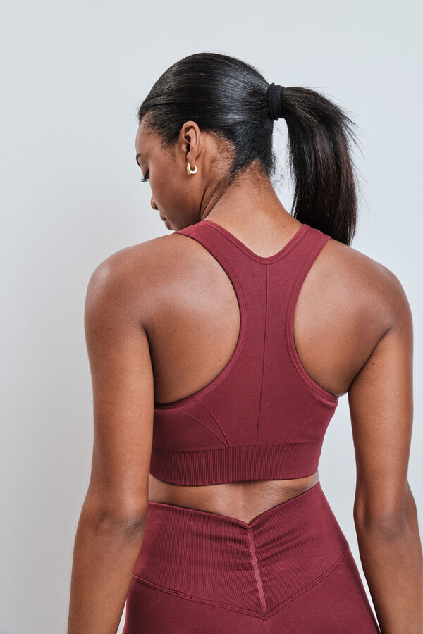 Dash and Stars Red zip fastening sports bra SEAMLESS FIT red