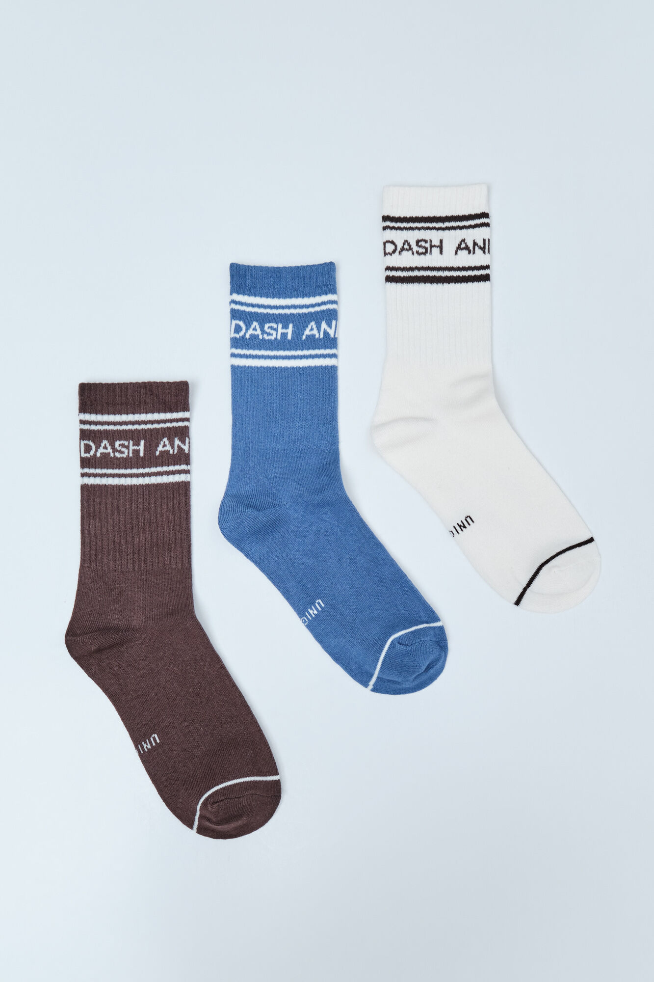 Dash and Stars Lot de 3 chaussettes longues en coton &agrave; logo