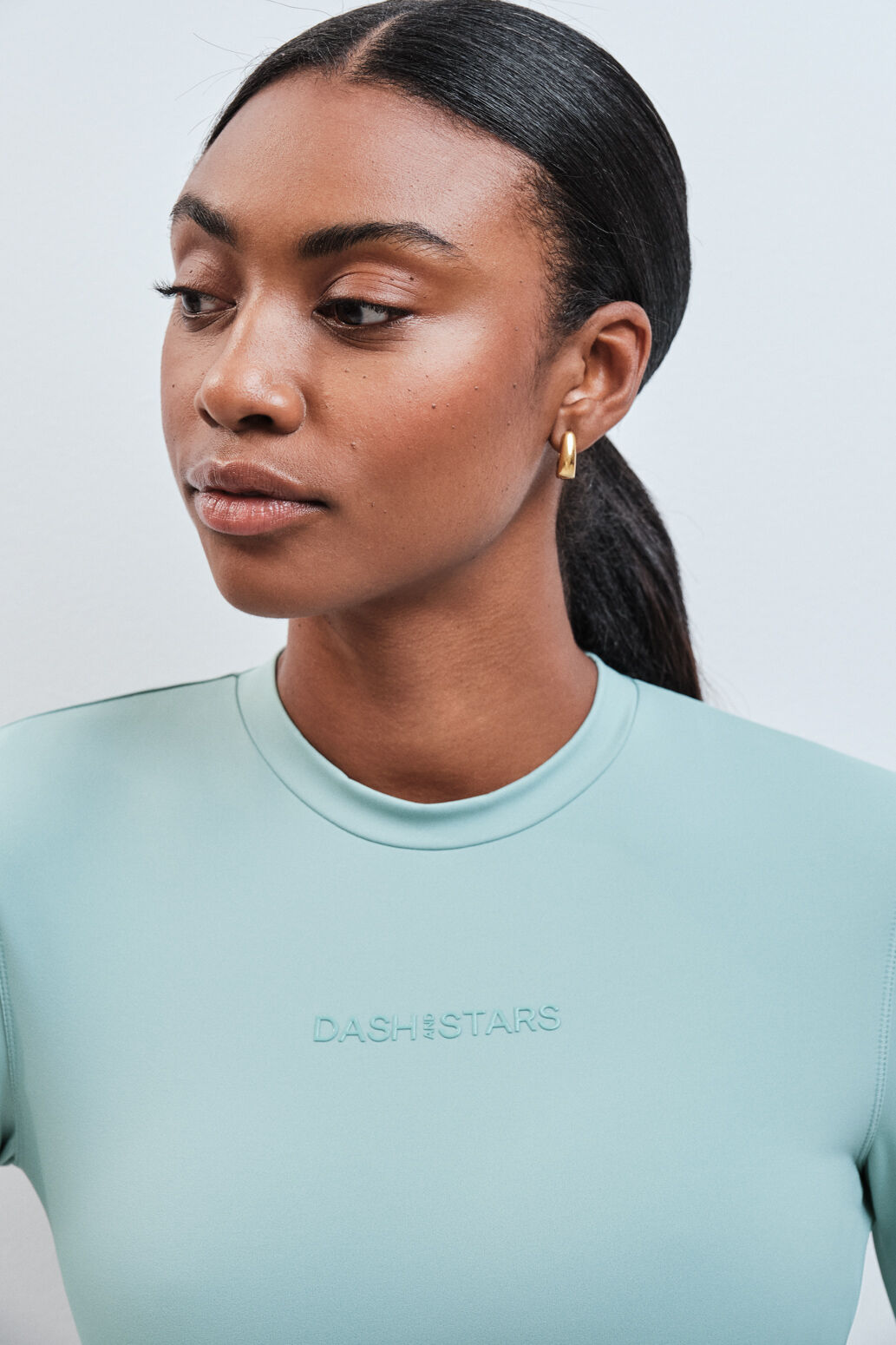 Dash and Stars T-shirt ajust&eacute; manches longues vert