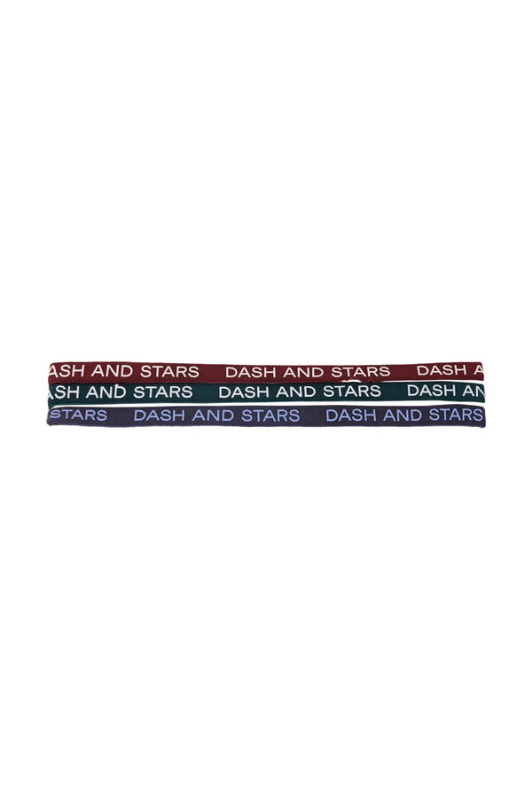Dash and Stars 3-pack elastic logo headbands green
