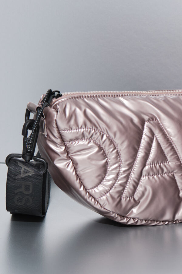 Dash and Stars Metallic pink nylon crossbody handbag, bag beige