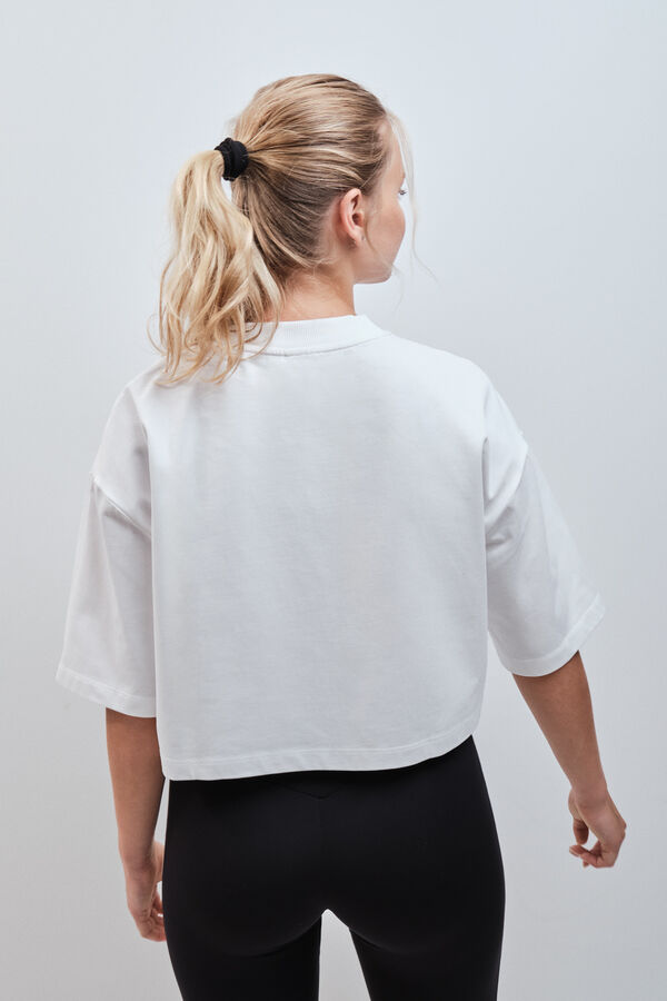 Dash and Stars T-shirt boxy 100% coton blanc beige