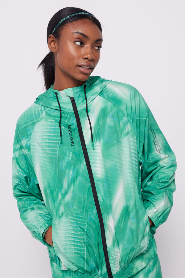 Dash and Stars Green water-repellent technical jacket green