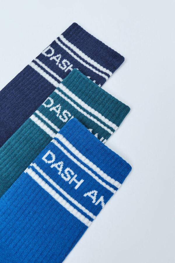 Dash and Stars Lot de 3 chaussettes longues en coton &agrave; logo blanc