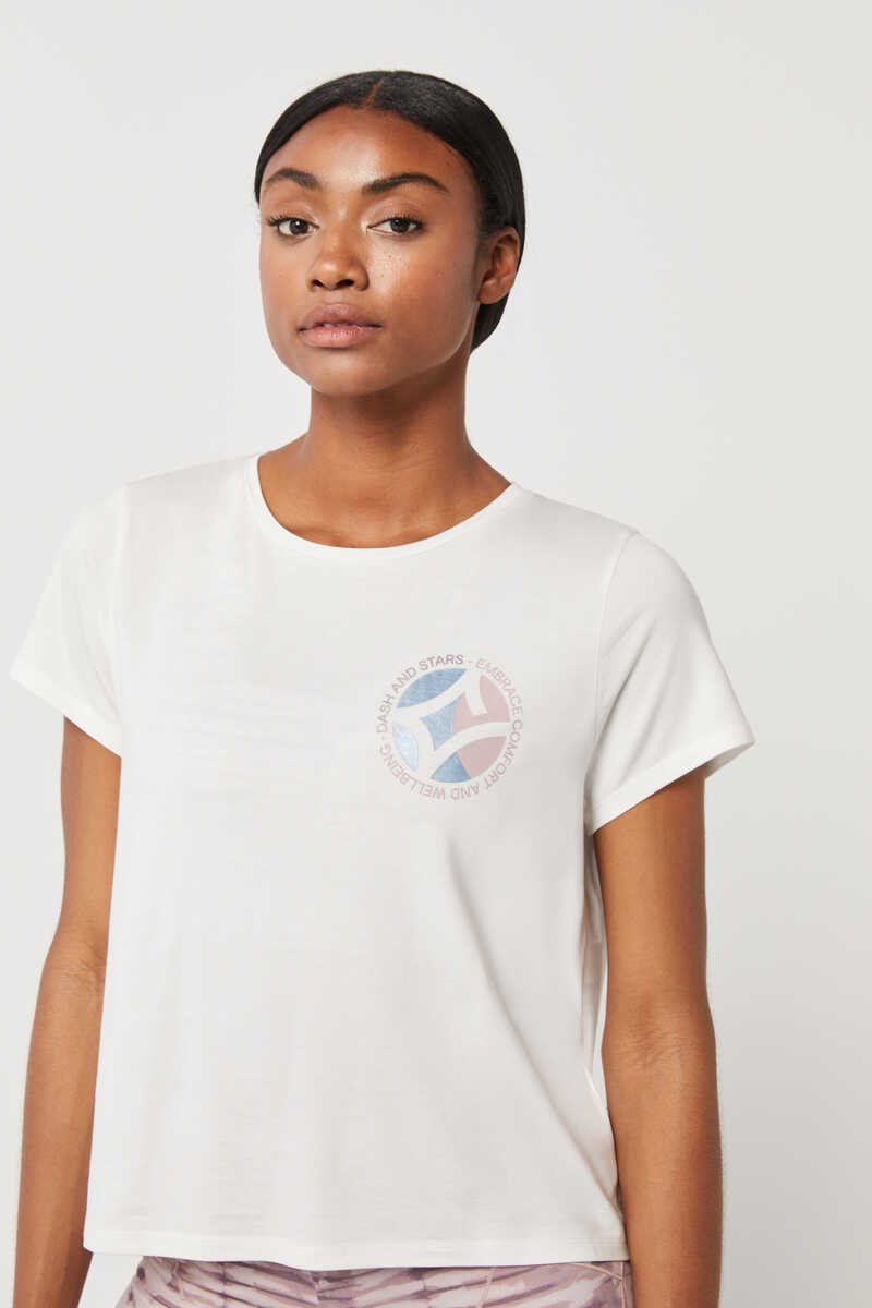 Dash and Stars White flowing modal t-shirt beige