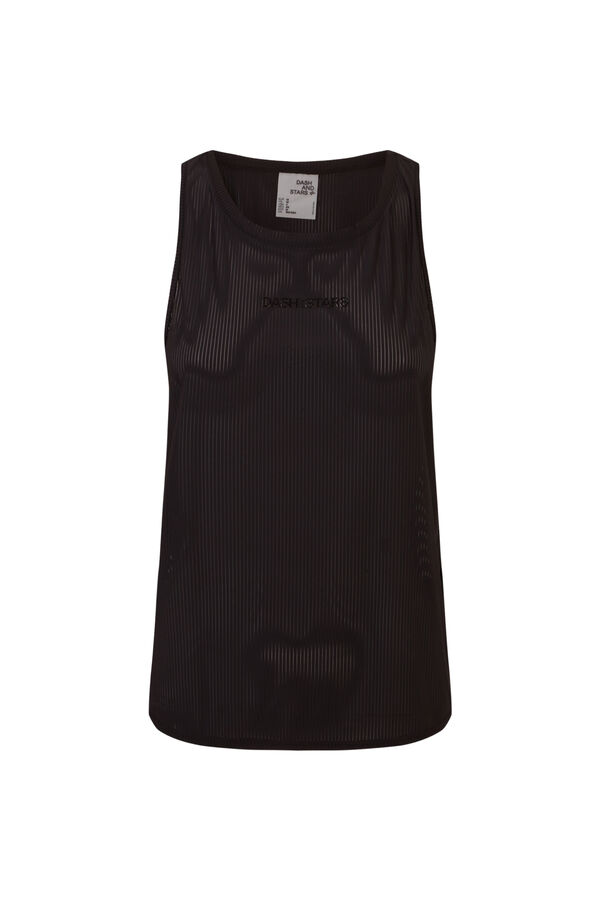 Dash and Stars Black technical ribbed vest top black