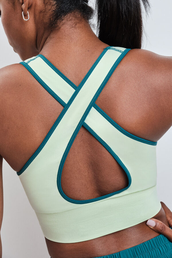 Dash and Stars Green 4D Stretch reversible sports bra green