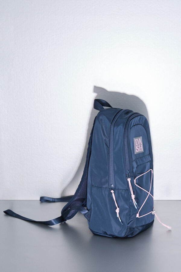 Dash and Stars Blue sports backpack with pink rubber bands blue