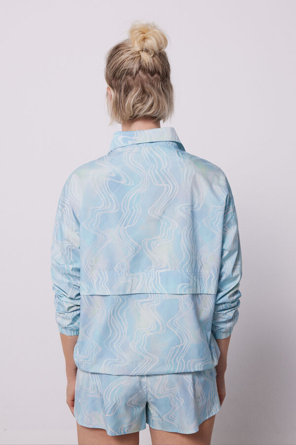 Dash and Stars Printed lightweight technical fabric jacket  blue