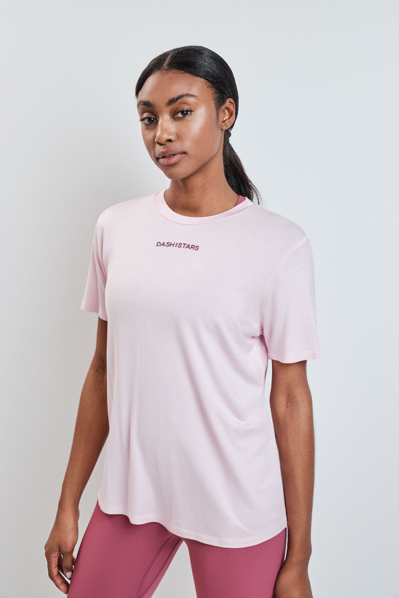 Dash and Stars Pink modal short sleeve T-shirt