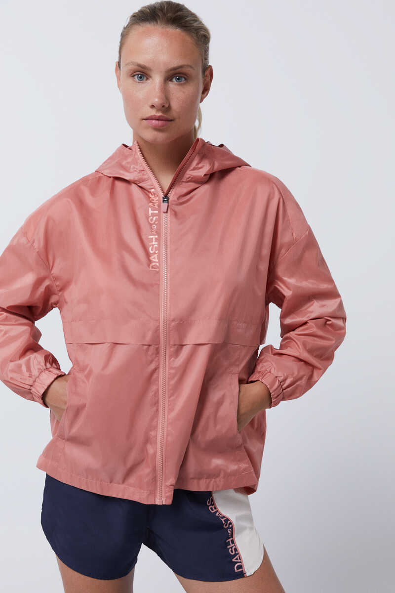 Dash and Stars Water-repellent technical jacket red
