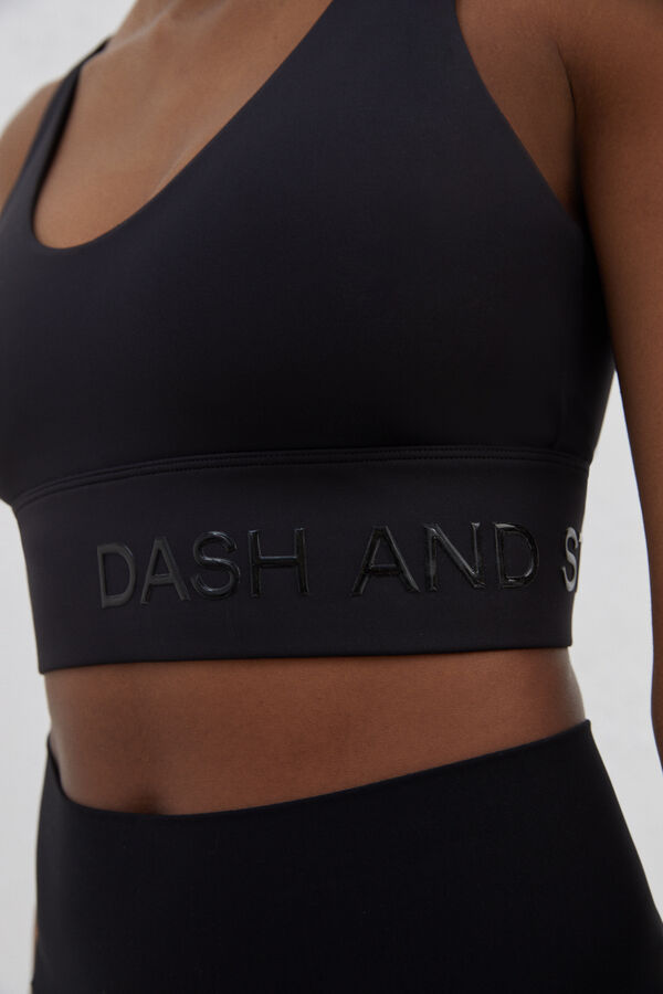 Dash and Stars Crni sportski grudnjak od 4D Stretch tkanine black