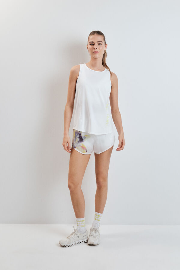 Dash and Stars White sleeveless halterneck technical T-shirt white