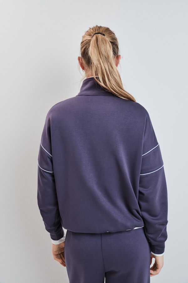 Dash and Stars Chaqueta cuello alto cremallera gris gris