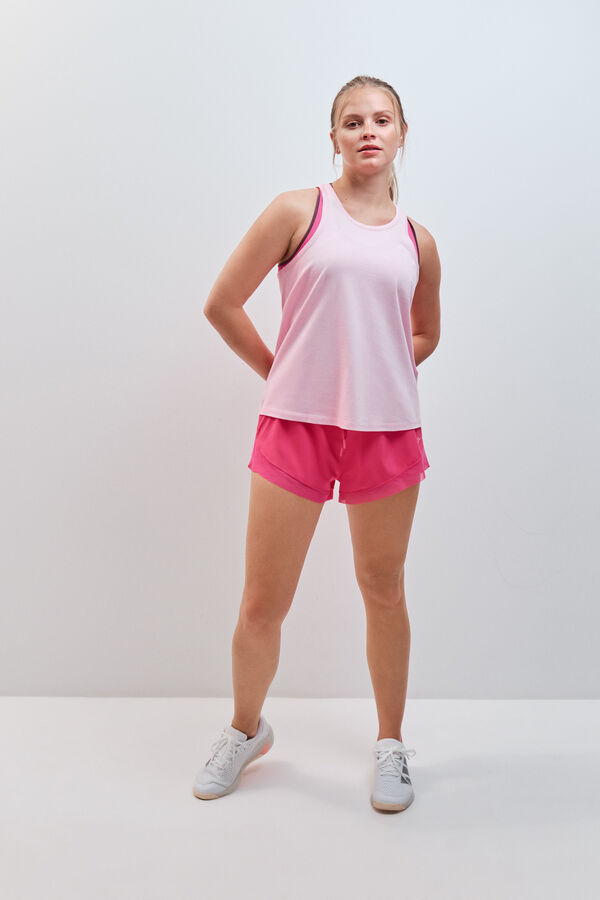 Dash and Stars T-shirt sans manches en coton rose rose