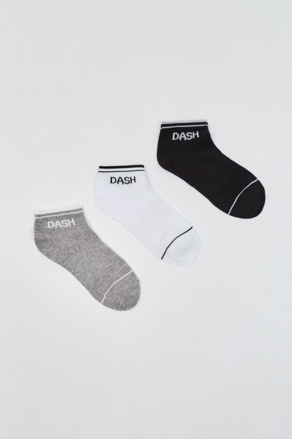 Dash and Stars Lot de 3 chaussettes courtes en coton blanc