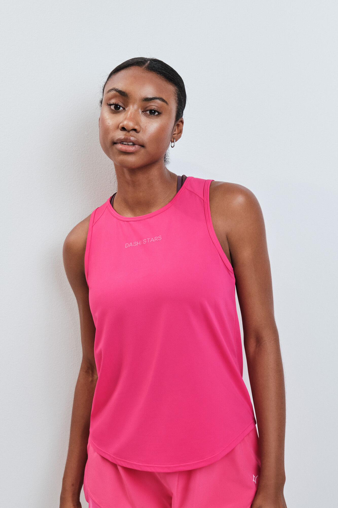Dash and Stars Pink sleeveless technical T-shirt