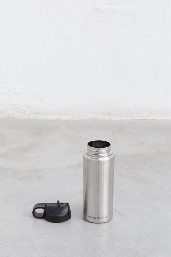Dash and Stars Silver stainless steel bottle grey