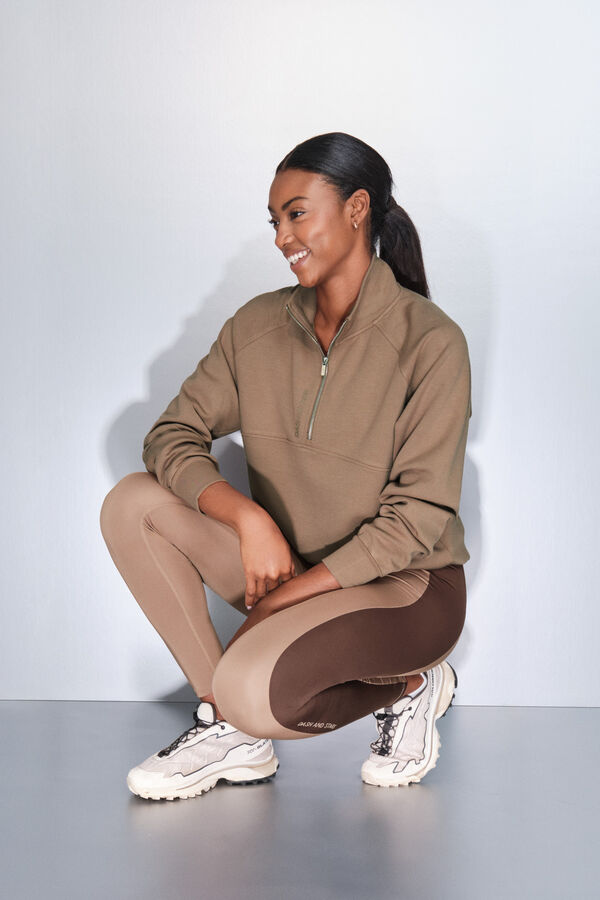 Dash and Stars 4D STRETCH color block leggings nude