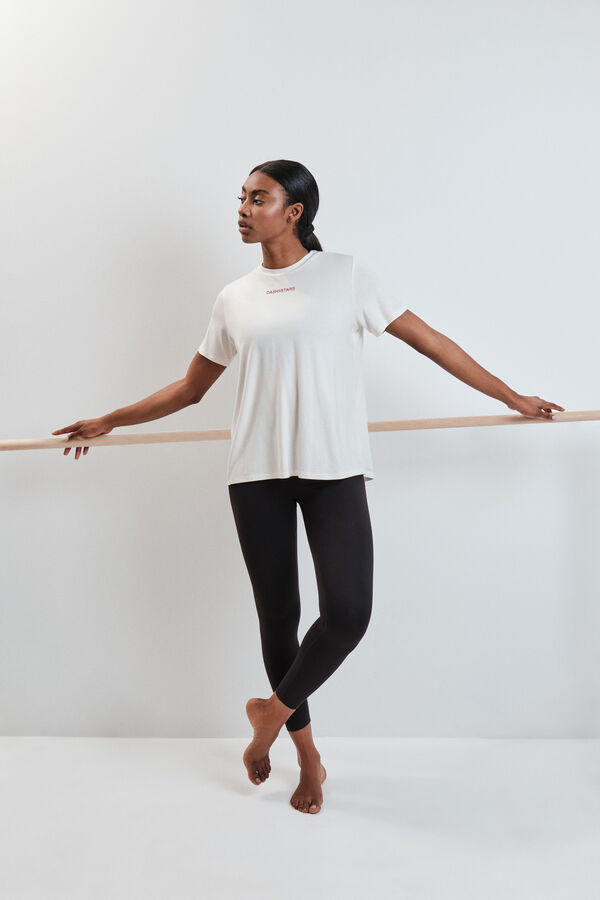 Dash and Stars T-shirt &agrave; manches courtes en modal blanche beige